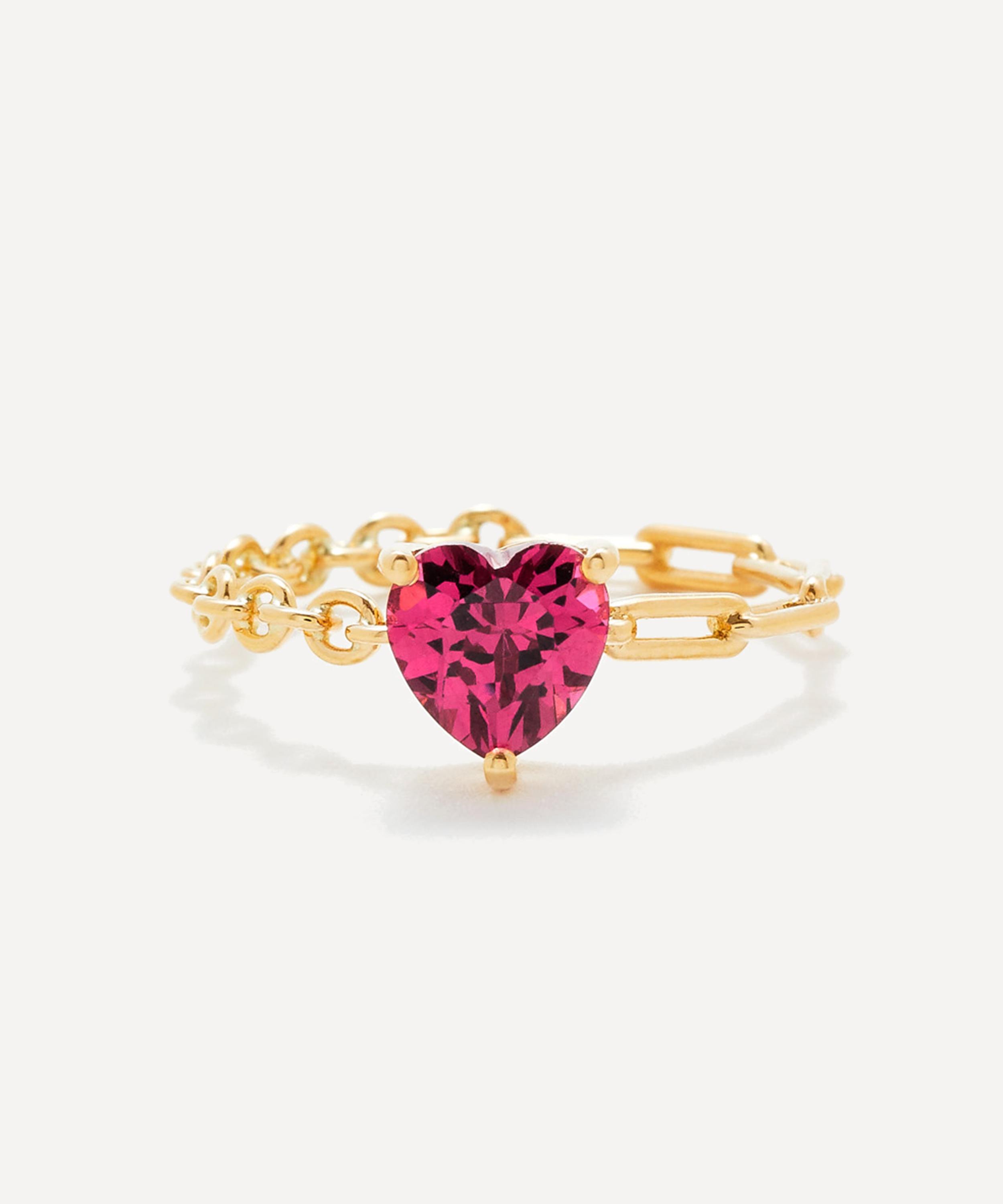Yvonne Léon - 18ct Gold Rhodolite Heart Chain Ring image number 0