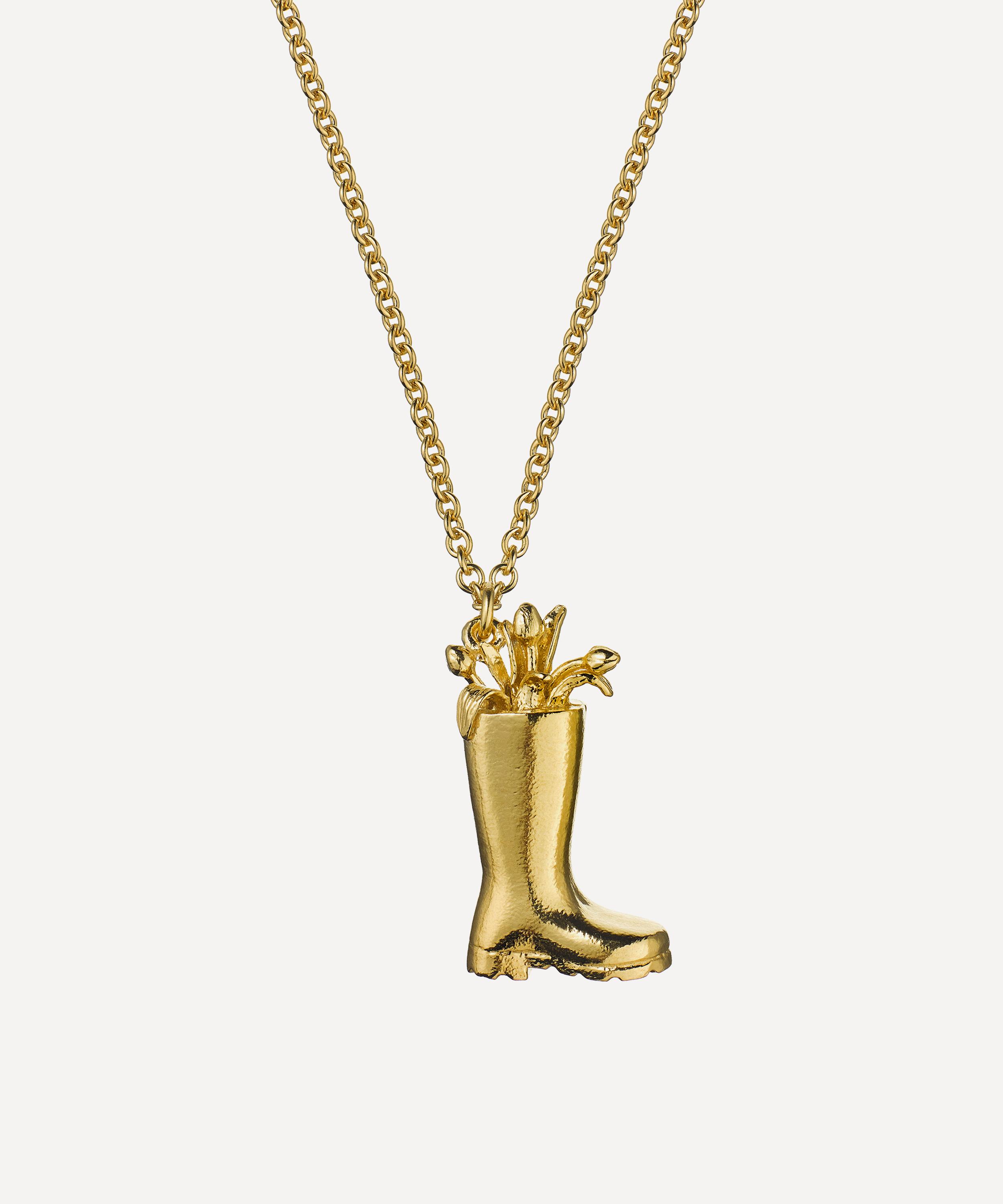 Alex Monroe - 22ct Gold-Plated Tulip Filled Wellington Boot Pendant Necklace