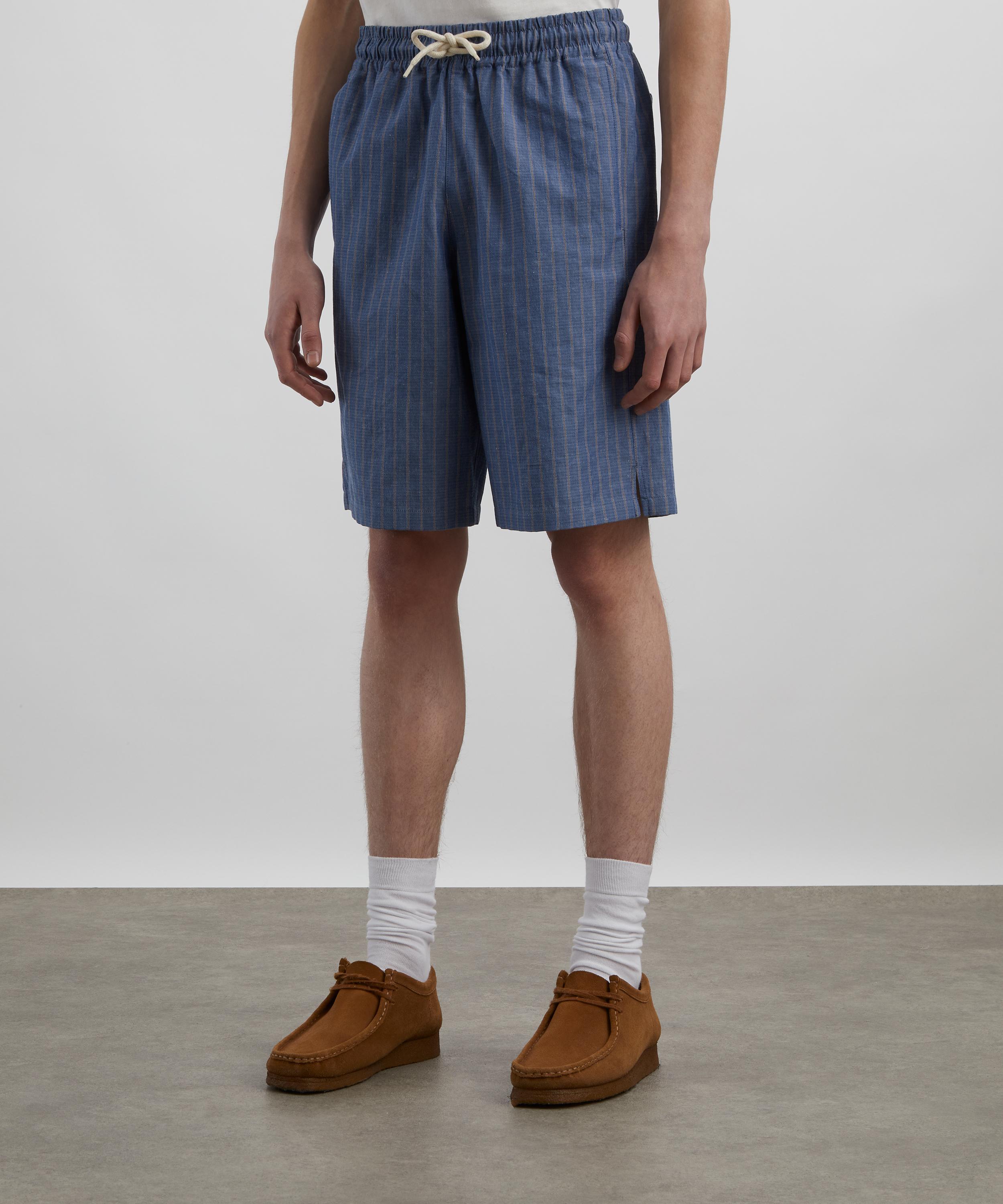 A.P.C. - Paul Striped Cotton-Linen Shorts image number 2