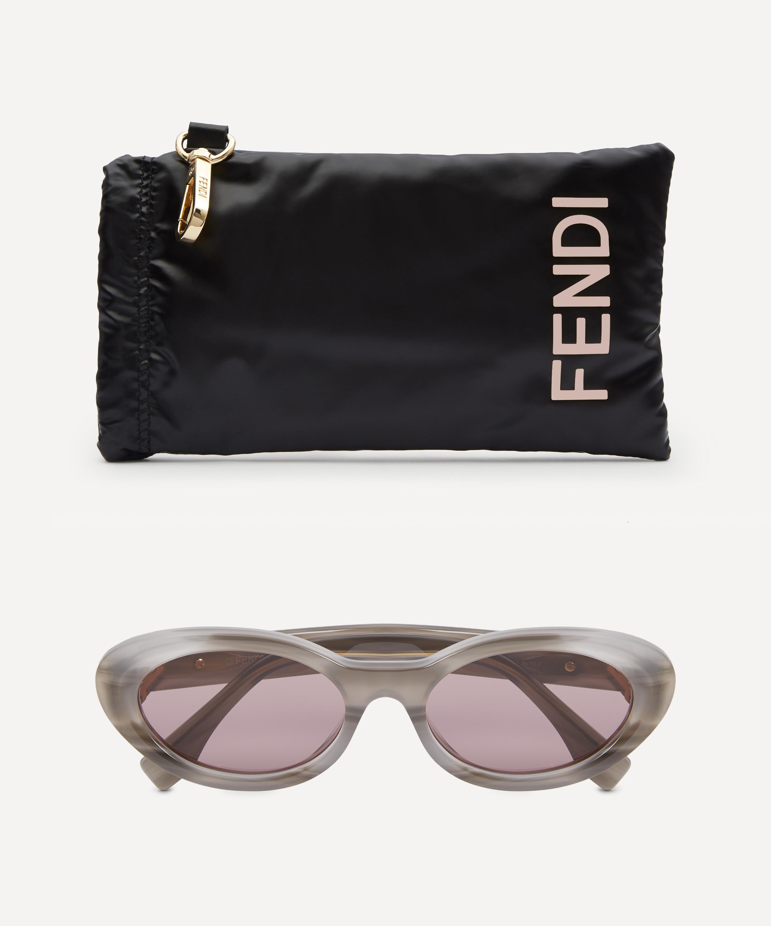 Fendi - Oval FF Diamonds Grey Acetate Sunglasses image number 3