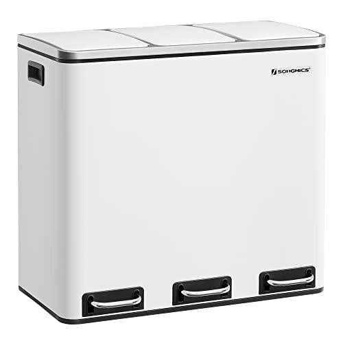 Pricenet Recycling-Mülleimer mit 3 Fächern und Soft-Close-Pedal, Weiß, 54 l  