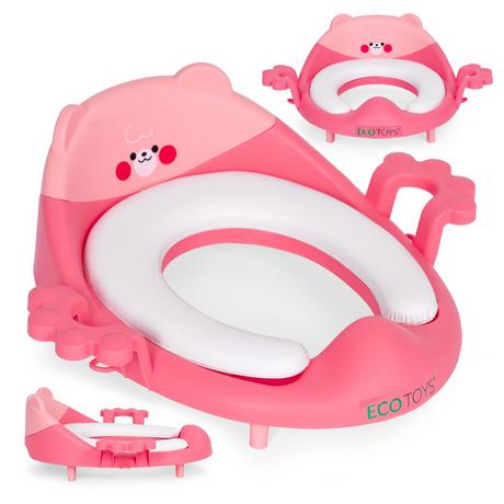MST Toilettensitz für Kinder mit Griffen, weiches Kissen, rosa, ECOTOYS  