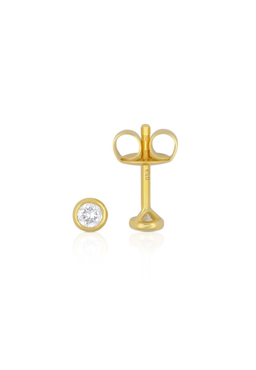 MUAU Schmuck  Clous d'oreilles solitaires monture or jaune 750 diamants 0,15ct. 5mm 